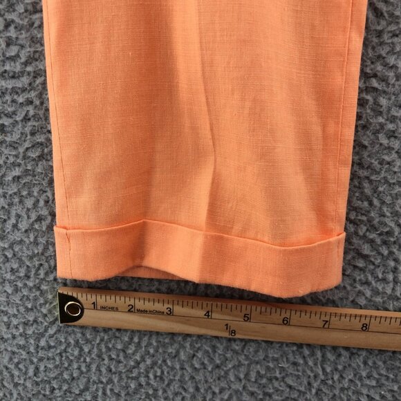Jones New York Pants Womens 2 Petite Orange Linen Blend Signature Crop Stretch - Picture 10 of 11